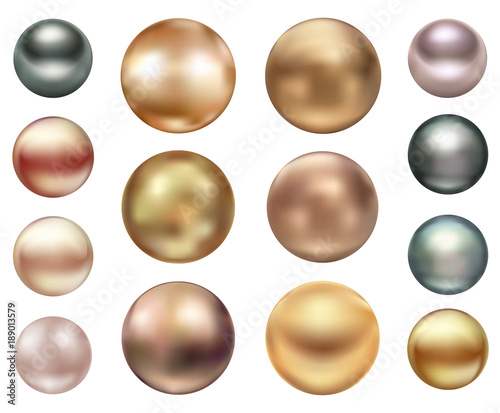 A set of large sea pearls of different colors