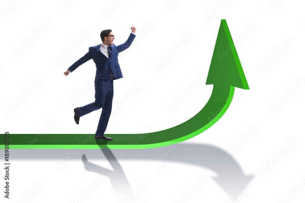 Fototapeta premium Young businessman in business concept with charts