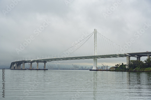 The beautiful San Francisco Oakland Bay Bridge in a cloudy day