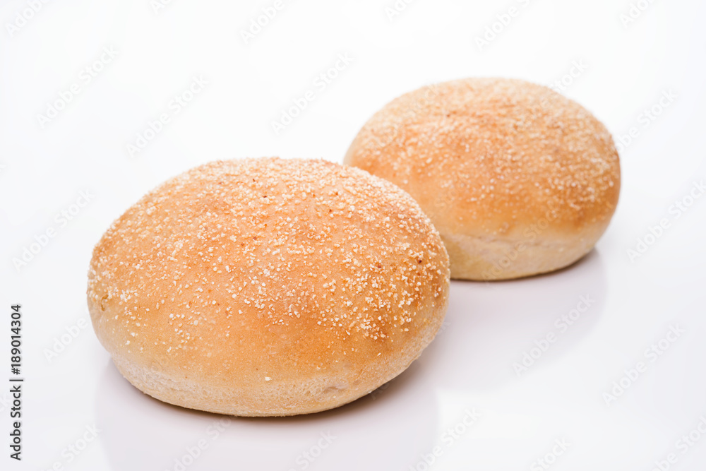 Sesame bread buns isolated on white background