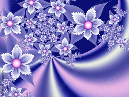 Fototapeta Naklejka Na Ścianę i Meble -  Fractal image,beautiful template for inserting text in blue and pink color...Background with flower..Floral template with place for text...Graphic design for business cards and like.