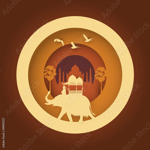 India Banner, Paper Cut Style, Vector