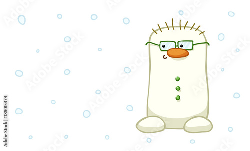 Cute snownam with green eyeglasses. photo