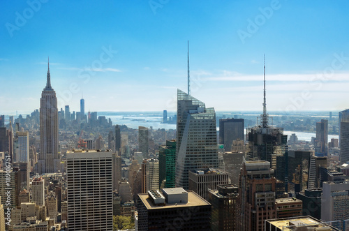 Aerial top view of New York City skyline from above, urban skyscrapers, Manhattan cityscape © Iuliia Sokolovska