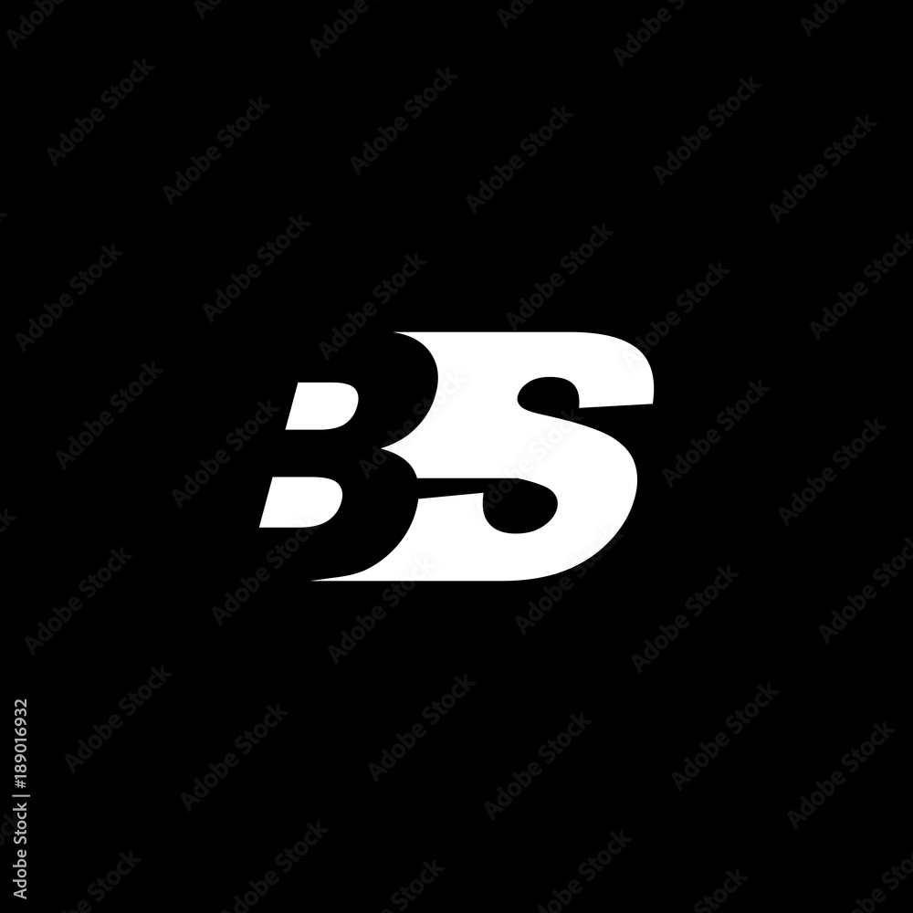 Initial letter BS, negative space logo, white on black background Initial letter BS, negative space logo, white on black background