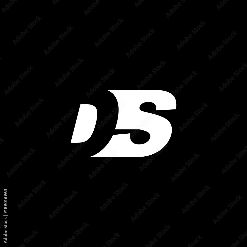 Initial letter DS, negative space logo, white on black background Initial letter DS, negative space logo, white on black background