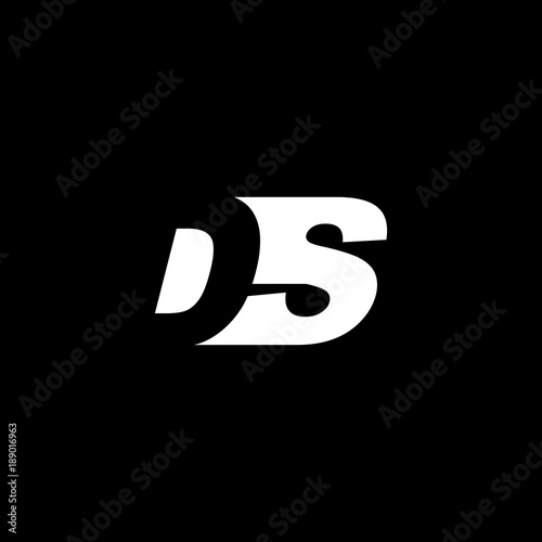 Initial letter DS, negative space logo, white on black background