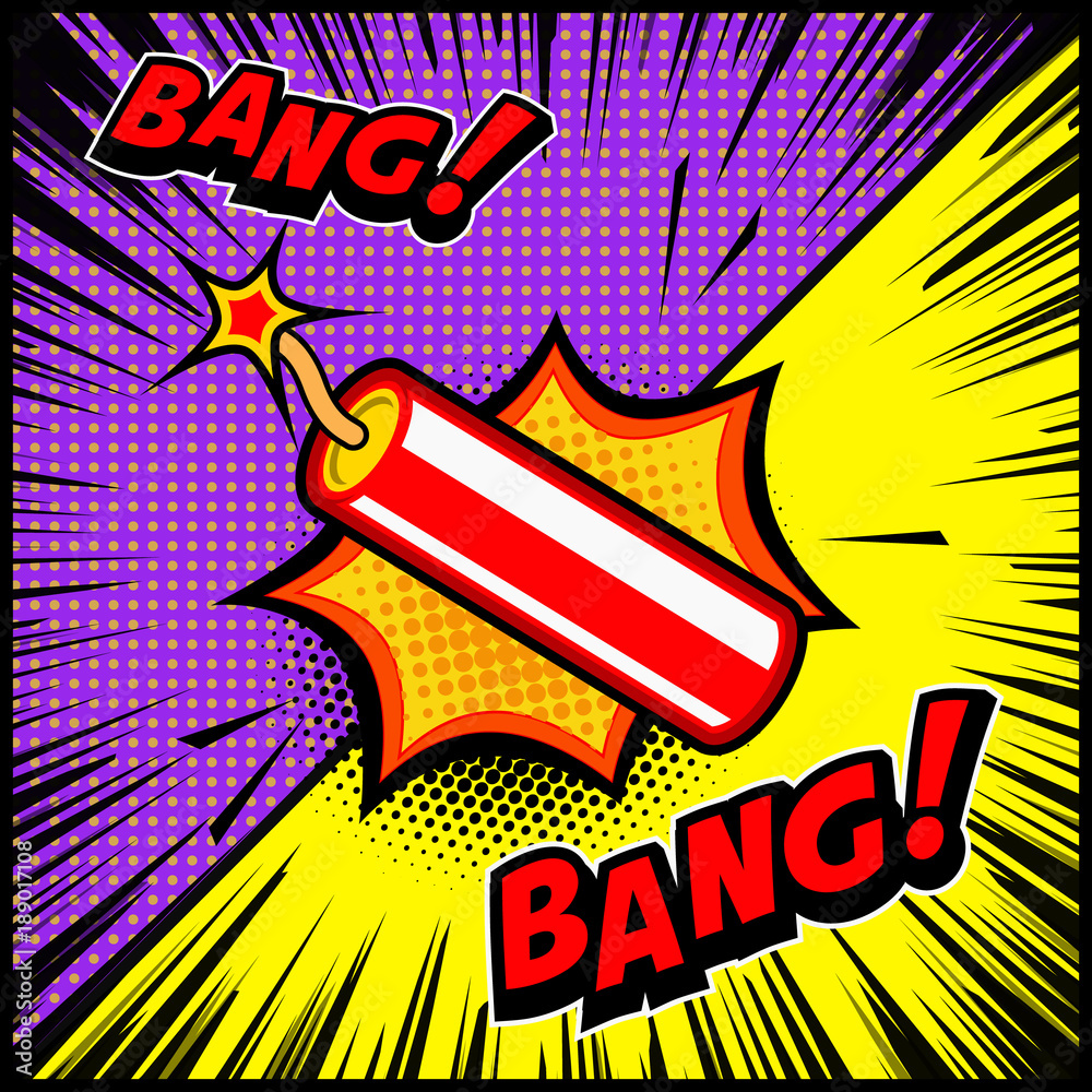 Comic style dynamite explosion illustration. Design element for poster ...