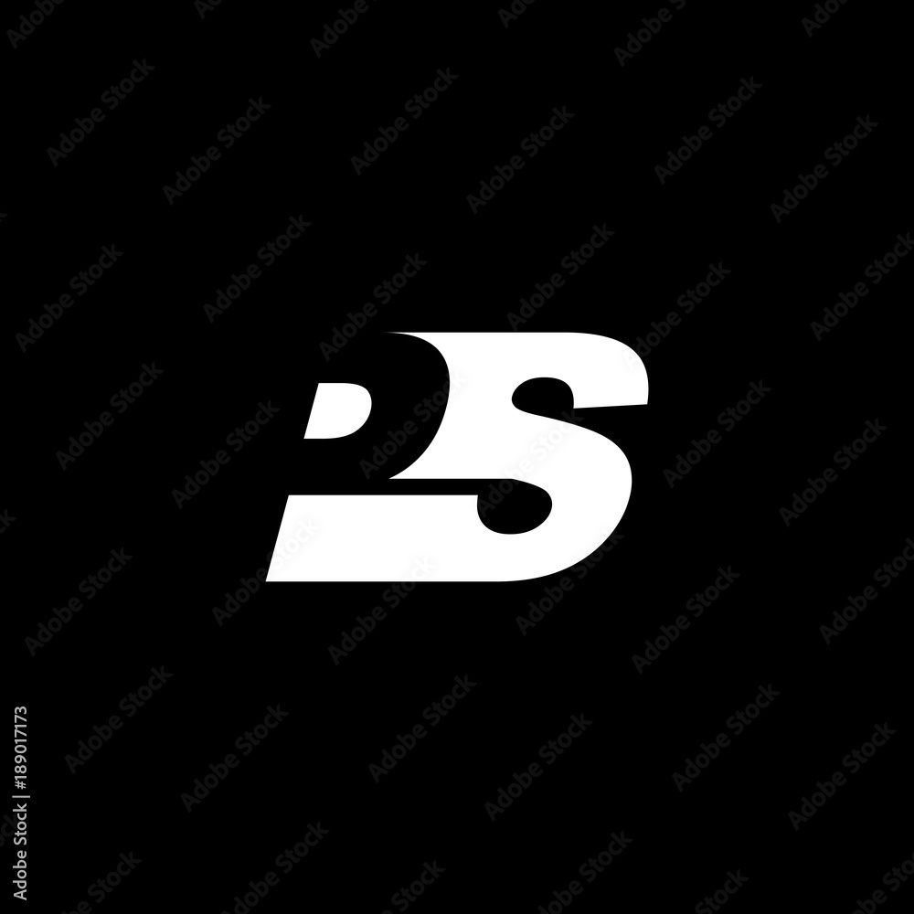 Initial letter PS, negative space logo, white on black background Initial letter PS, negative space logo, white on black background