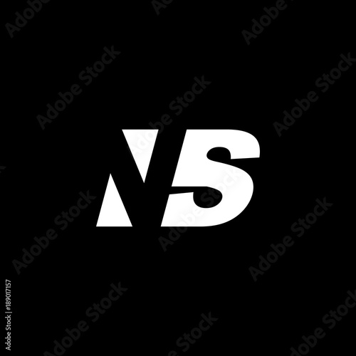 Initial letter NS, negative space logo, white on black background