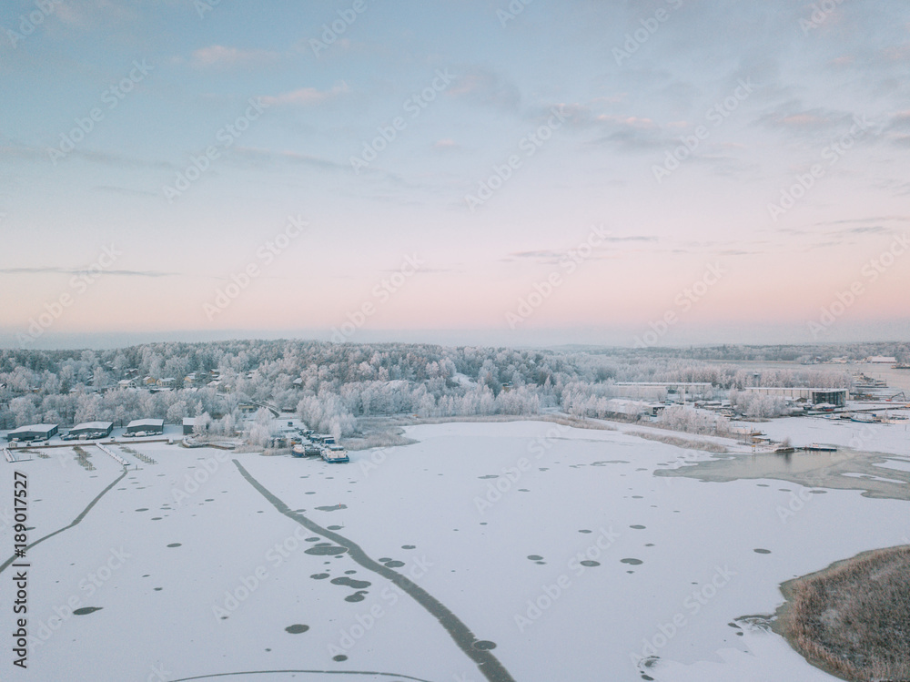 Winter lanscape in Finland. Aerial view