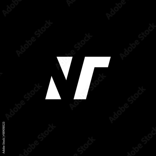 Initial letter NT, negative space logo, white on black background