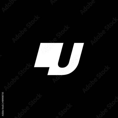 Initial letter LU, negative space logo, white on black background