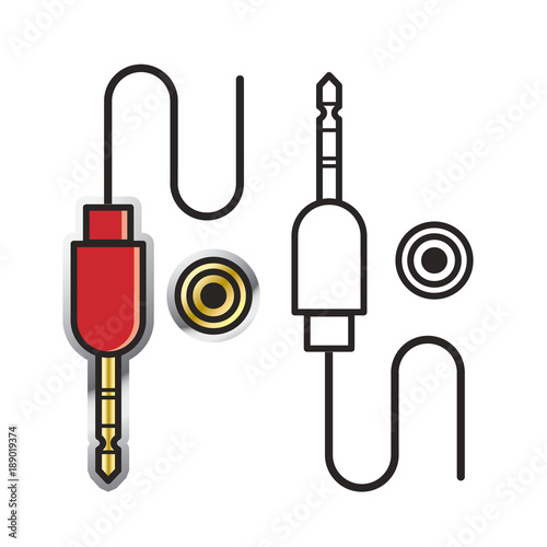 audio cable socket or jack vector drawing