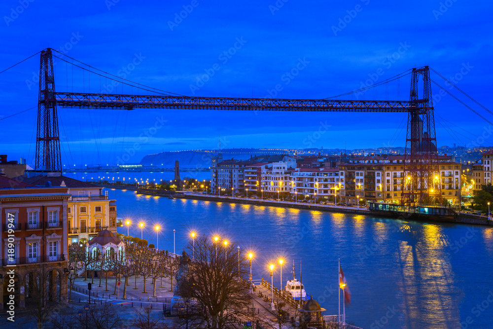panoramic view of biscay bridge from portugalete, Spain