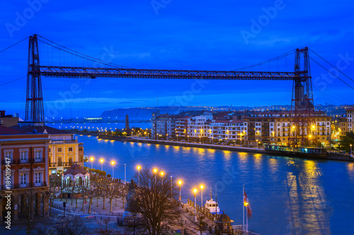 panoramic view of biscay bridge from portugalete, Spain