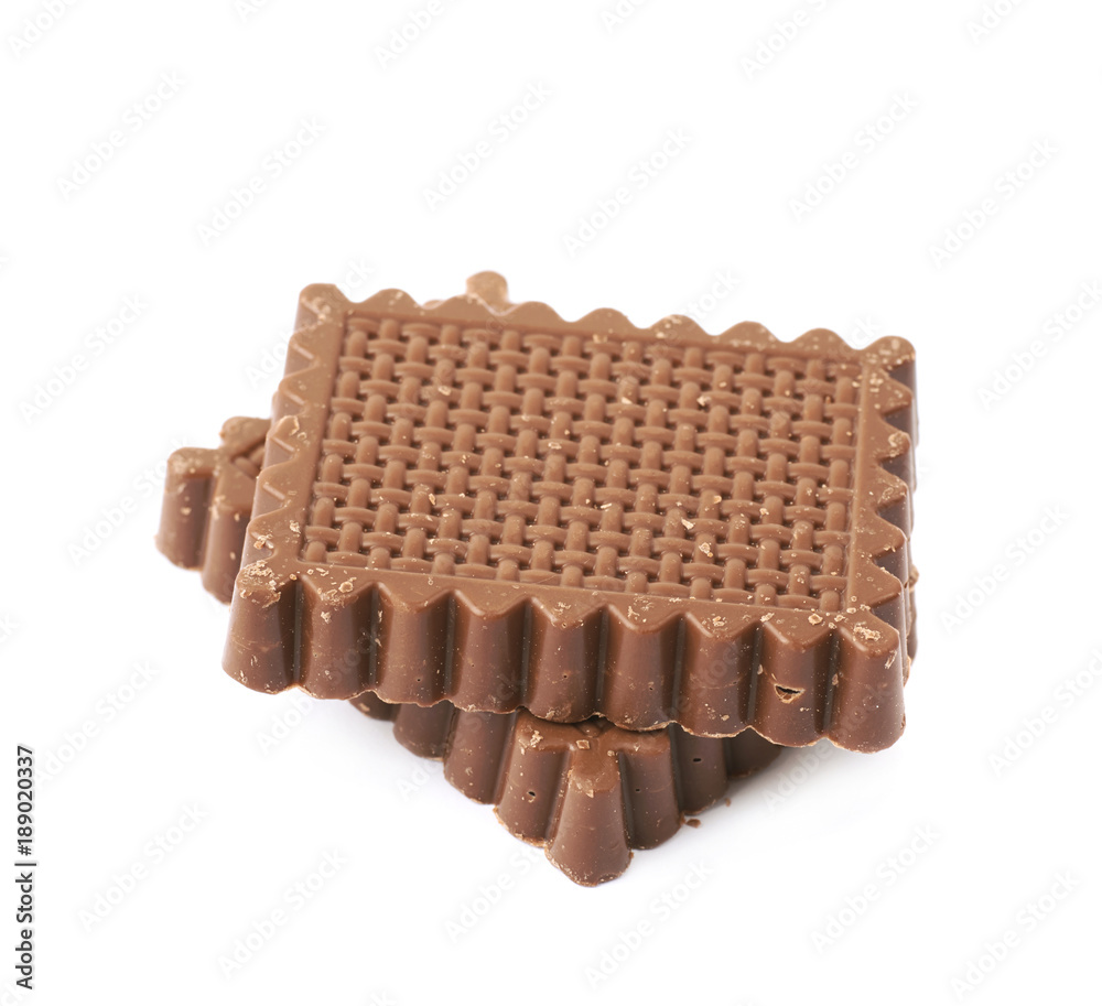 Chocolate covered waffles isolated Chocolate covered waffles isolated