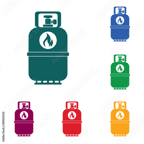 Camping gas bottle icon. Flat icon isolated