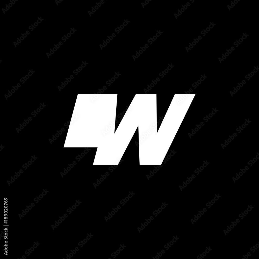 Initial letter LW, negative space logo, white on black background Initial letter LW, negative space logo, white on black background