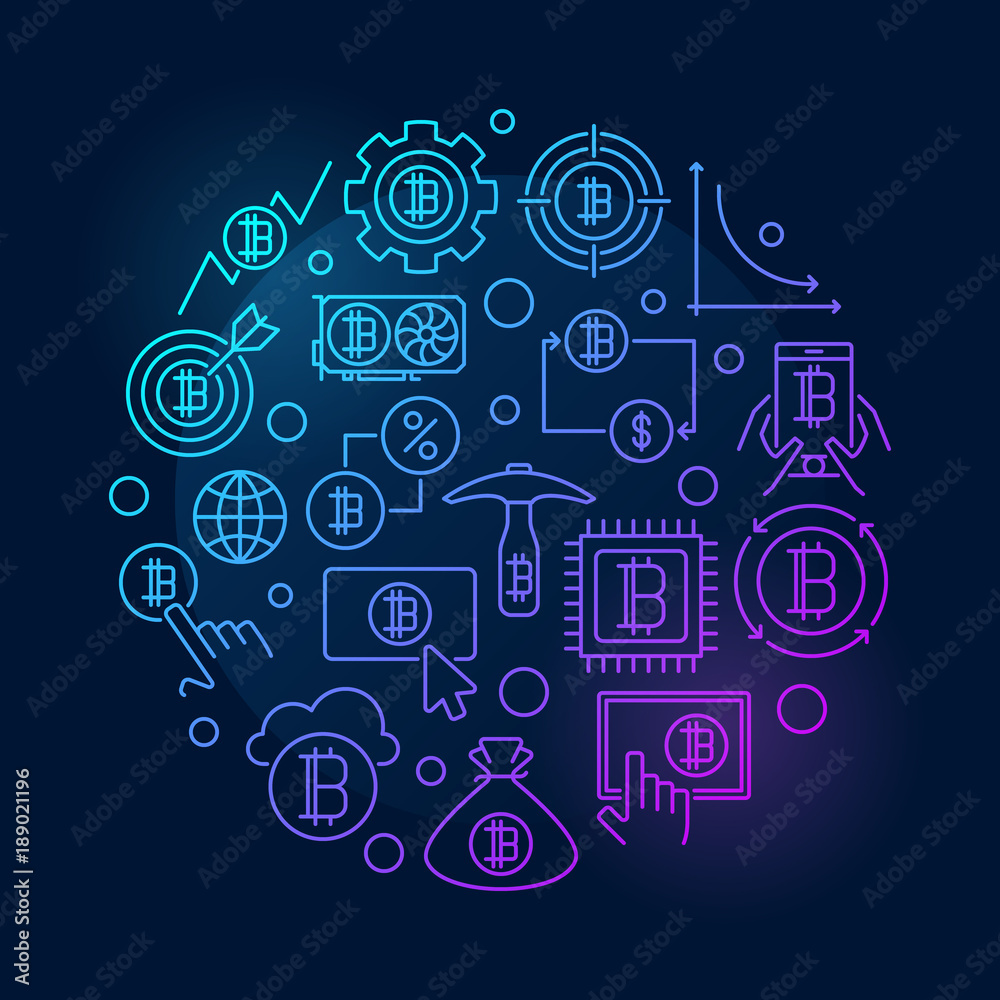 Fototapeta premium Colorful crypto currency round symbol