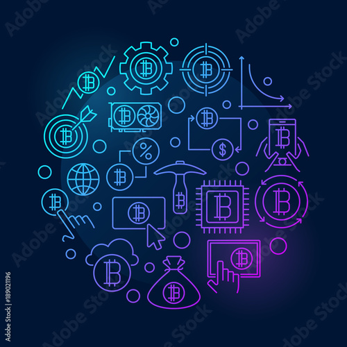 Colorful crypto currency round symbol
