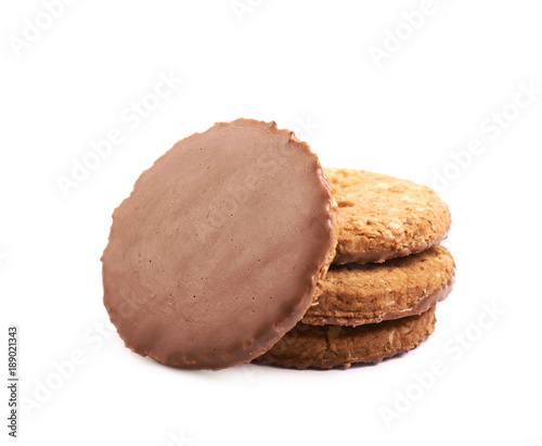 Chocolate oatmeal cookie isolated