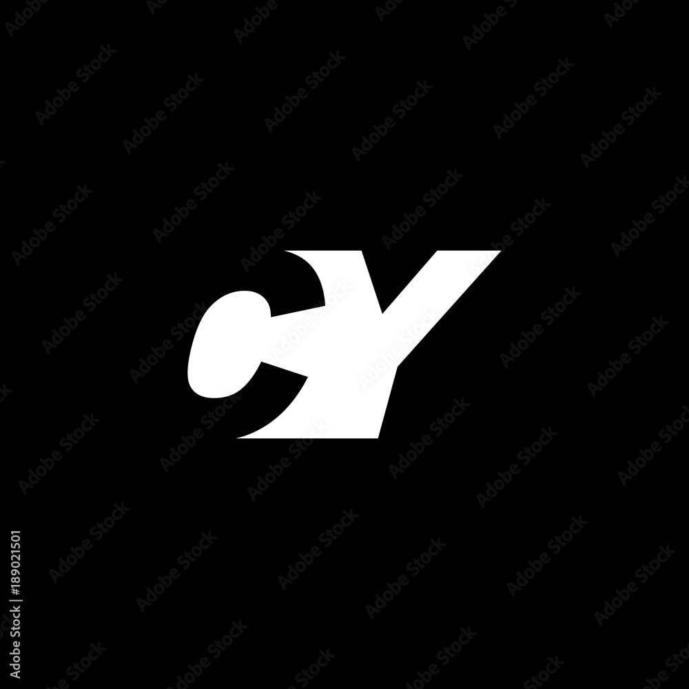 Obraz premium Initial letter CY, negative space logo, white on black background