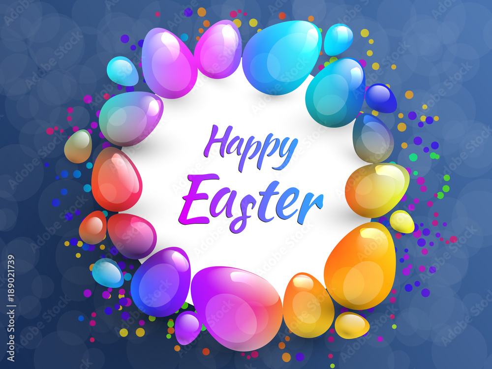 Happy Easter background with realistic Easter eggs. Easter card. Happy Easter background with realistic Easter eggs. Easter card.
