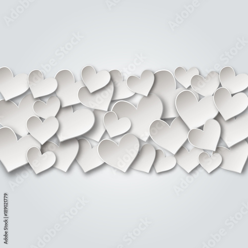 Valentine's Day abstract background with paper art origami style hearts. Vector illustration 