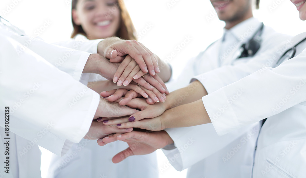 close-up of the medical team shows its unity