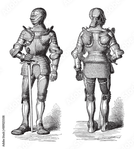 Fotografija Knight armor (Cuirass) / illustration from Meyers Konversations-Lexikon 1897