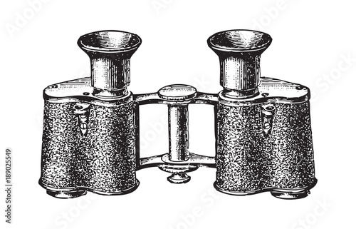 Old binoculars / vintage illustration from Meyers Konversations-Lexikon 1897 