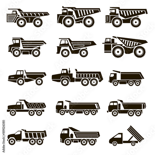 15 icons of dump trucks