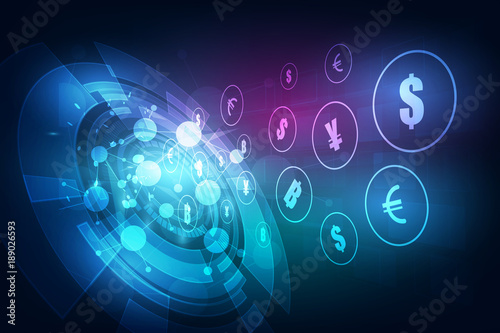 Money transfer. Global Currency. Stock Exchange. Stock vector illustration.