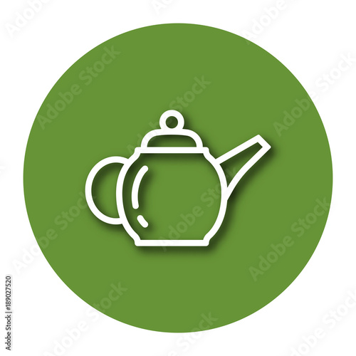Line icon of brewing teapot with shadow. EPS 10