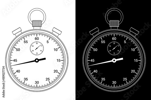 Stop watch. Black and white drawing