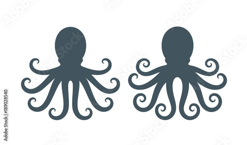 Octopus silhouette. Isolated octopus on white background