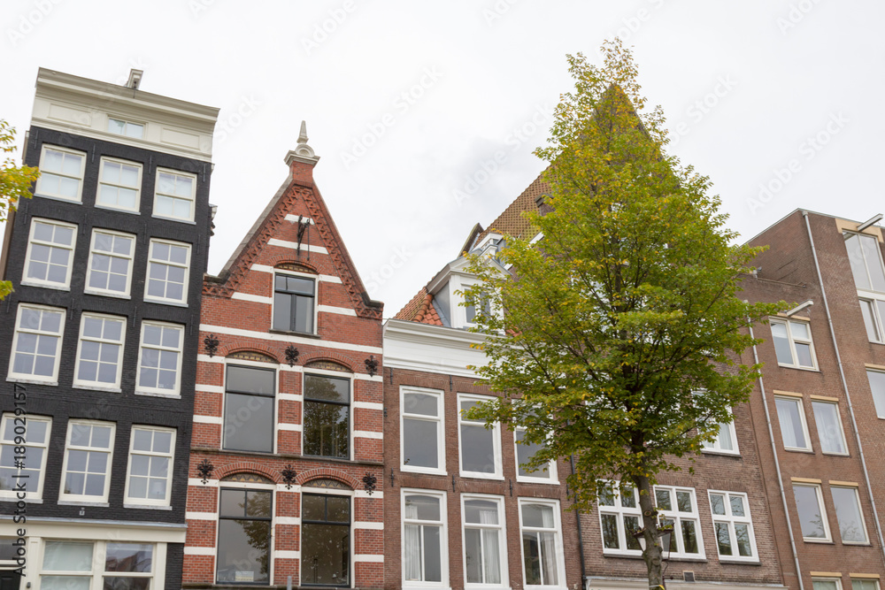Fototapeta premium Traditional old buildings in Amsterdam, Netherlands