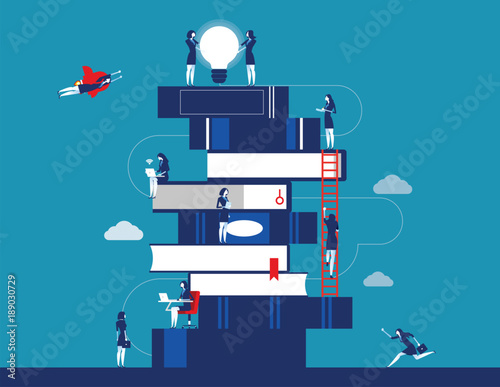 People and book. Business person for learning to success. Concept business vector illustration. Flat character design. photo