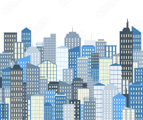 Urban landscape with skyscrapers. Vector illustration.