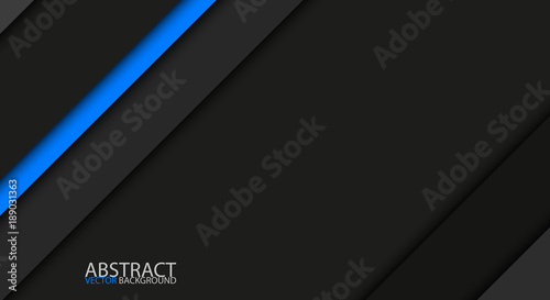 Black and blue modern overlap paper layers with free space for your text, material design, vector abstract widescreen background