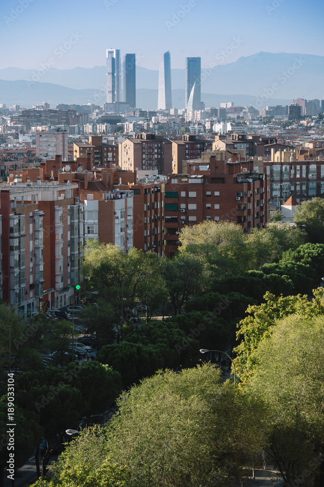 Overview of the four towers of Madrid