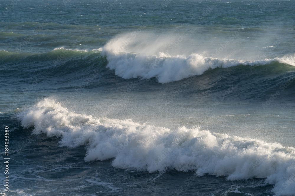 Waves breaking on the coast