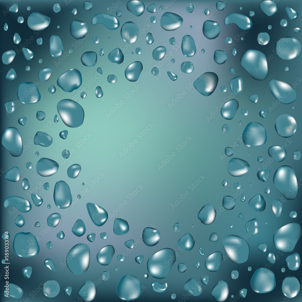 Water frame with drops. Vector illustration.