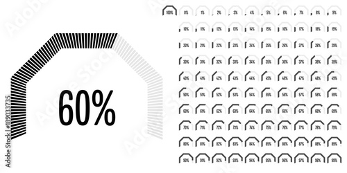 Set of circular sector percentage diagrams from 0 to 100 ready-to-use for web design, user interface (UI) or infographic - indicator with black