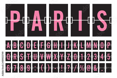 Airport Mechanical Flip Board Panel Font - Pink Font on Dark Background