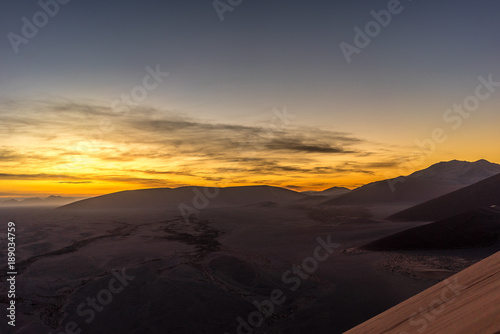 Sunrise in the Namib desert in Namibia