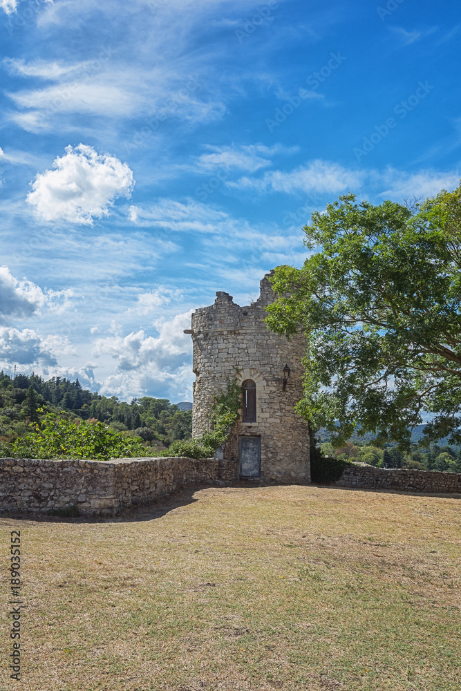 The ruins of a Medieval fortress in the village of Viviers in the Ardeche region of France