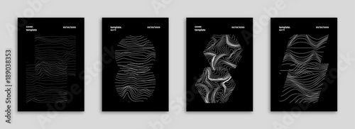 Abstract Background Cover / Flyer / Poster / Album Template Bundle - Black & White Geometrical Shapes Minimal Lines