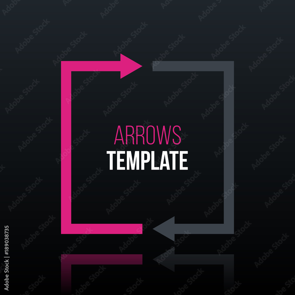 Square cycle template with two segments in glossy business style on black background.